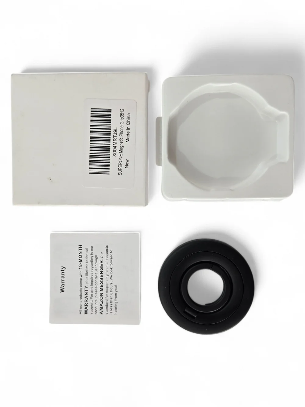 Black Universal Phone Ring Clip with Magnetic Grip